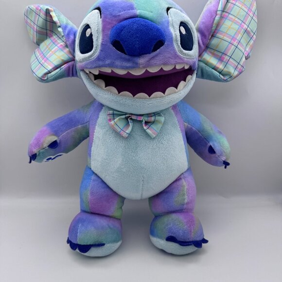 Build-A-Bear Disney Stitch Easter Pastel Plaid Tie-Dye Plush BAB 2021 - Picture 7 of 9